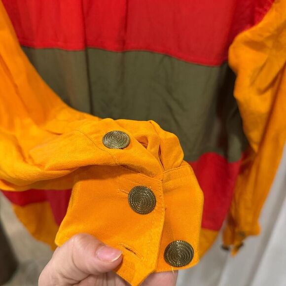 Vintage 100% Silk Multi-coloured Striped Women's Button-Up - Picture 5 of 6